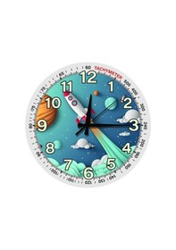 Resim Uzay Ve Roket Temalı Sessiz Mekanizma Duvar Saati Çocuk Odası Dekoratif Mavi 