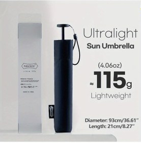 Resim Elmpaly 111g Ultra Hafif Karbon Fiber Katlanır Uv Koruma Rüzgar Geçirmez Navy Blue Şemsiye 