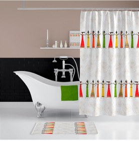 Resim Banyo Paspas Ve Tek Kanat Duş Perdesi 1x120x200 Set Banyo Halısı Africa Beyaz 