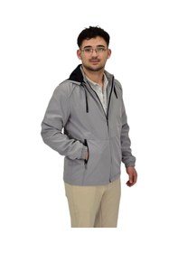 Resim Erkek Mevsimlik Kapüşonlu Softjel Spor Mont 8077 Bgl-st04371 Gri 