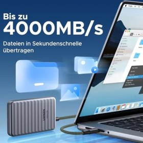 Resim Ugreen Neodrive Go Taşınabilir SSD 1 Tb, 4.000 Mb/s'ye Kadar, Entegre Kablolu Harici Usb4 SSD Pc'ler (Windows/macos/linux) ve Mobil Cihazlarla (Ios/ıpados/android) Uyumlu 