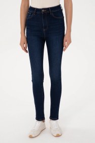 Resim U.S. Polo Assn. Kadın Koyu Mavi Skinny High Waist Fit Jean Pantolon 50316591-DN0023 