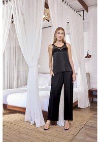 Resim Monamise Kadın Dantelli Ve Dekolteli Pijama Takımı 18614 Siyah 