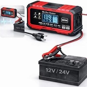 Resim Akıllı Akü Şarj Cihazı Bakım Onarım Akü Şarj Makinesi 12V 15A - 24V 8A Otomatik Dijital Ekran 