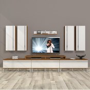 Resim Decoraktiv Ekoflex 8d Mdf Krom Ayaklı Tv Ünitesi Tv Sehpası - Ceviz - Beyaz 