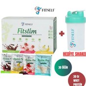 Resim Fitself Çikolata Çilek Muz Aromalı Whey Protein Tozu Seti + Shaker 