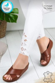 Resim Desy Kadın Ortopedik Taban Şık Konfor Modeli Günlük Terlik Genç Anne Ev Dışarı Terliği Taba 