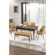 Resim Canisa Concept Zen Serisi Bench'li Mdf Açılabilir 80 x 132 cm 1.sınıf Mutfak Masası Takımı - Barok Ahşap Desen 