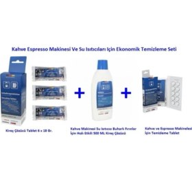 Resim Kahve Espresso Makinesi ve Su Isıtıcıları Için 3 Lü Ekonomik Temizleme Seti 