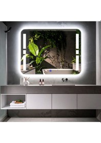 Resim Selyn Beyaz Led'li Lazer Kumlamalı Lavabo & Banyo Aynası Dokunmatik Sensörlü 70 X 45 