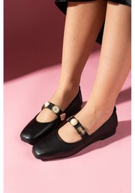 Resim İnci Ve Mühür Aksesuar Bantlı Günlük Babet - Siyah - 38 Siyah 