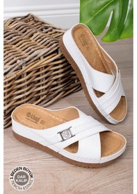 Resim Khayt Glary Anatomik Ortopedik Günlük Kadın Terlik Beyaz 