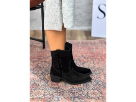 Resim Isolde Deri Sivri Burun Western Siyah Kadın Kovboy Bot 