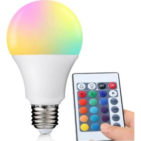 Resim 10W Parlak Rgb LED Akıllı Ampul | Kumandalı Renk Değiştiren Dekoratif Lamba (1100 Lümen) 