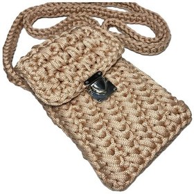 Resim Boho Tarzı El Yapımı Astarlı Örgü Çanta / Kadın Omuz Telefon Çantası Gul Pembesı 