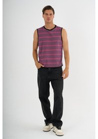 Resim Alexander Gardi Bisiklet Yaka Çizgili Kolsuz T-shirt Pembe 