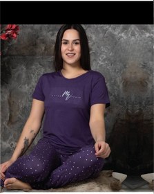 Resim Sude Charme Kadın Milan Bisiklet Yaka Kısa Kol Pijama Takımı K300/250- 1 Adet 001 