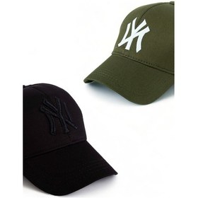 Resim Unisex 2'li Set Siyah ve Haki Renk Ny New York Beyzbol Şapka - Unisex Siyah - Haki 