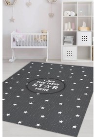 Resim Homshtag Buranın Yeni Starı Gri Renk Çocuk Odası Halısı Minimal Çocuk Halısı Çok Renkli 