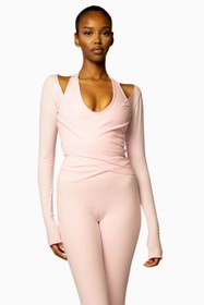 Resim The Studio Wrap Tencel-Spandex Bale Stili Sürdürülebilir Aktif Giyim Kadın Üstü - Açık Pembe / XS 