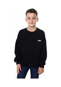 Resim Toontoy Kids Toontoy Erkek Çocuk Relax Fit Bisiklet Yaka Düşük Omuz Baskılı Parçalı Sweatshirt - 2 İplik Siyah 
