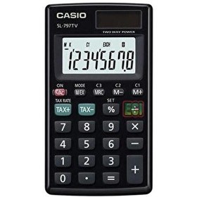 Resim Casio SL-797TV-BK 8 Hane Siyah Cep Tipi Hesap Makinesi 