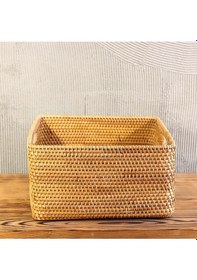 Resim Solid 34x32x17 Rattan Büyük Boy Saklama Kutusu Bej 