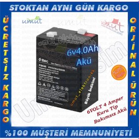 Resim Eu33- 6V 4Ah Kuru Bakımsız Akü 6 V 4 Ah , 6 Volt 4 Amper ,6V4Ah 