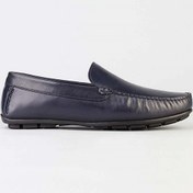 Resim Dikişli Hakiki Deri Lacivert Erkek Loafer Lacivert 