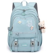 Resim Youtek Genç Kızlar İçin Hafif Sırt Çantası - Büyük Kapasiteli Okul Çantası, Mavi Çok Renkli 