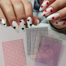 Resim Mini Kalp Tırnak Stickerleri - 6 Renk (Kırmızı, Mor, Gümüş, Siyah, Beyaz) - Lazer Kesimli Aşk Temalı DIY Tırnak Yaması Dekorasyonu, Önceden Yapıştırılmış, Parlak Bitiş, Kokusuz, Romantik Tırnak Sanatı | Romantik Tırnak Tasarımı | Kolay Uygulama Stickerleri 