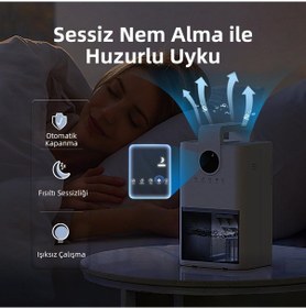 Resim Mini Nem Alma Cihazı Çok Amaçlı Led Ekranlı - 230ml/gün 1l Hazneli - Beyaz 