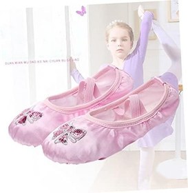 Resim GALPADA 1 Çift Dans Ayakkabıları Toddler Terlik Kadın Ev Ayakkabısı Terlik Kızlar Için Tuval Bale Ayakkabıları Siyah Bale Ayakkabıları Dans Için Yoga Ayakkabıları Kızlar Bale Daireler Kız 