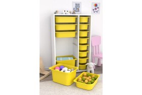 Resim Pratico Rine Çok Amaçlı Sarı Oyuncak Dolabı 14 Sepetli 69x30x109 cm Suntalam Malzeme 