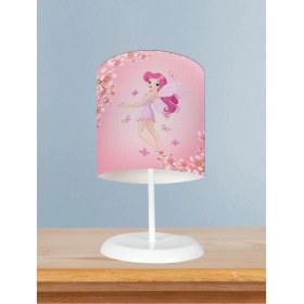 Resim Bebek ve Çocuk Odası Uçan Prenses Kız ve Çiçek Desenli Abajur 