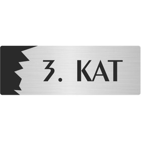 Resim Özarslan Dizayn Metal Departman Kapı İsimliği, Yönlendirme levhası 3. Kat 10X20 Cm Gümüş Renk 