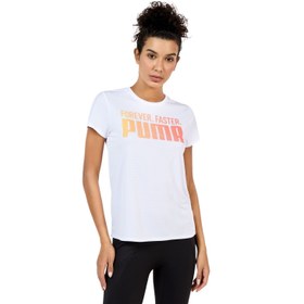 Resim Puma Run Favroites Ff Graphic Kadın Beyaz Koşu Tişört 