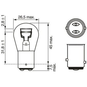 Resim Bosch Park Stop Ampulü 12V P21/5W Çift Duy Çapraz Tırnak 2 Adet 1 