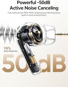 Resim QCY MeloBuds N20 Aktif Gürültü Önleyici Kablosuz Kulaklıklar, 6 Mikrofonlu 50dB ANC Kulaklıklar ENC Clear Call, 13mm Dinamik Sürücü, 40H Pil Ömrü, Bluetooth 6.0 (Siyah) 