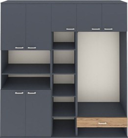 Resim Hyperion Dolap 11 Raflı Tek Çekmeceli 7 Kapaklı 220x44x243 Antrasit-antrasit/çam Antrasıt/atlas Çam 