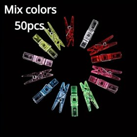 Resim Xuweiwei 50 Adet Karışık Renk Mini Şeffaf Plastik Mandal - Çamaşır, Havlu Ve Ev Dekorasyonu İçin 