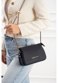 Resim Just Polo Just & Polo Kadın Altın Zincir Askılı Omuz Çantası - Fermuarlı Crossbody Gece Ve Gündüz Çantası 7028 7028 Lacivert 