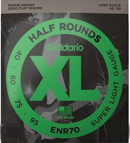Resim D'Addario ENR70 XL Half Rounds Bas Gitar Tel Seti - 45-100 Regular Light (Profesyonel) | Paslanmaz Çelik Üzerine Taşlanmış Pürüzsüz Yüzey, Sıcak Tonlar ve Parmak Gürültüsünü Azaltan Yapı 