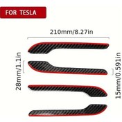 Resim Hightower Tesla Model 3/model Y Karbon Fiber Kırmızı Kenarlı Kapı Tutamacı Dekoru 