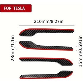 Resim Hightower Tesla Model 3/model Y Karbon Fiber Kırmızı Kenarlı Kapı Tutamacı Dekoru 