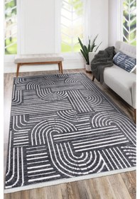 Resim Revna Antrasit Yıkanabilir Halı Kaydırmaz Tabanlı Pamuk Dokuma Salon Mutfak Koridor İçin Antrasit 