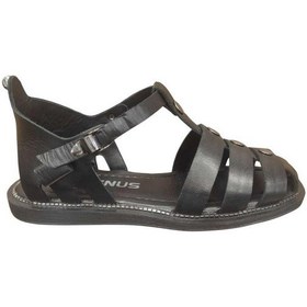 Resim Venüs 2512202y Düz Taban Burnu Kapalı Kadın Deri Sandalet Siyah 