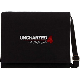 Resim Uncharted 4 Logo Siyah Kanvas Postacı Çantası - Siyah 