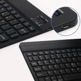 Resim Qwert Bluetooth Kablosuz Klavye Rgb Işık 10 Inç Klavye Lenovo Apple iPad Için Mini Şarj Edilebilir Klavye Mobil Bilgisayar | Klavye (Siyah) (Yurt Dışından) 