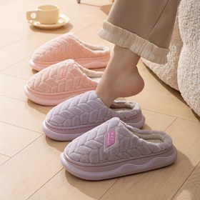 Resim CozyWarm Kadın İç Mekan Terlikleri - Casual Düz Renkli Slip-On Ev Ayakkabıları, Kumaş Üst, İç ve Taban, Tüm Mevsimler İçin Kış Konforu İçin EVA Taban 